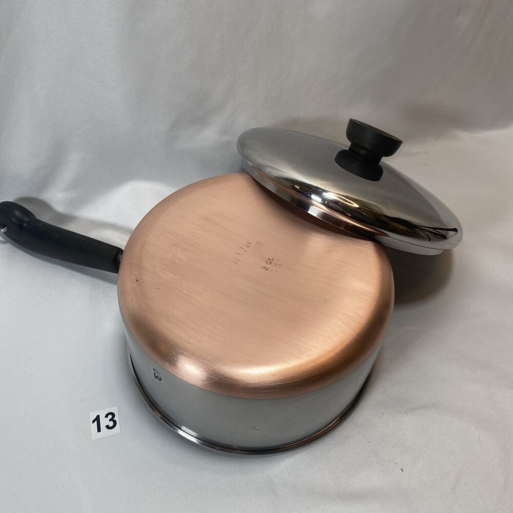 Revere Ware 2 Qt Copper Bottom SaucePan Pot & Lid Stainless Steel Clinton Ill
